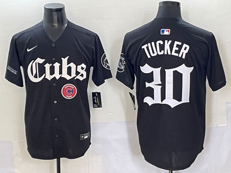 Men 2025 Chicago Cubs 30 Tucker Black Five generations Joint Name Nike MLB Jersey style 14